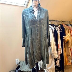 Soft Surroundings Mossy Green Ultrasoft Shirtdress